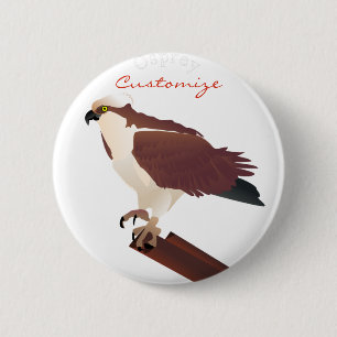 Badge Rond 5 Cm Osprey Hawk Raptor Thunder_Cove