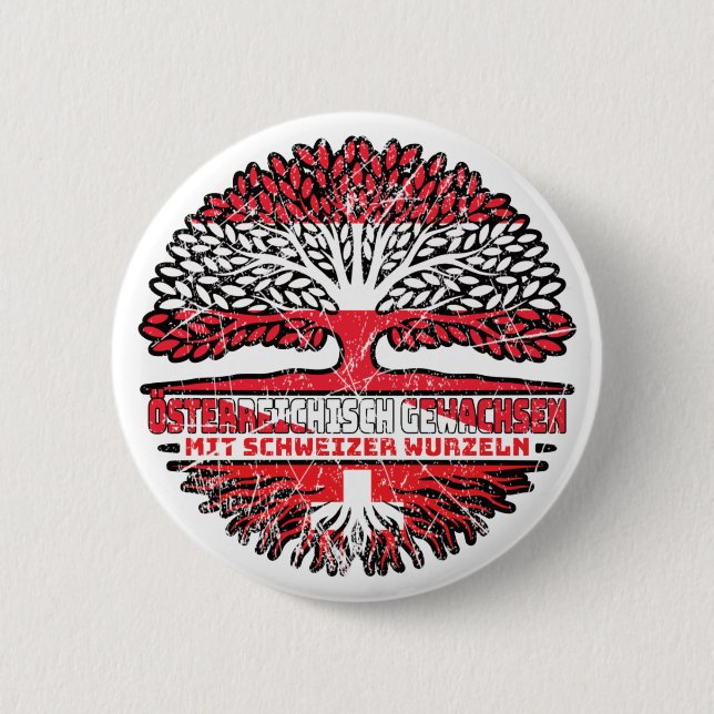 Badge Rond 5 Cm Österreich Österreichisch Schweizer Schweiz Baum (Devant)