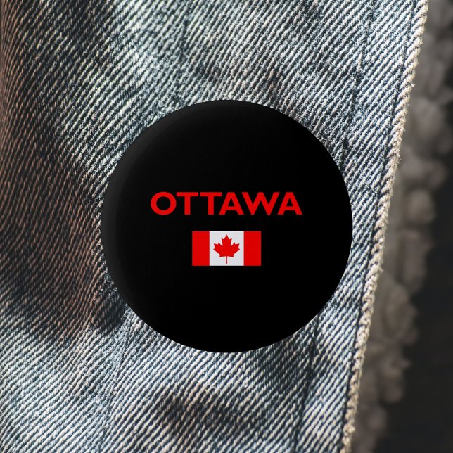 Badge Rond 5 Cm Ottawa Canada Drapeau canadien Couleur foncée (Créateur téléchargé)