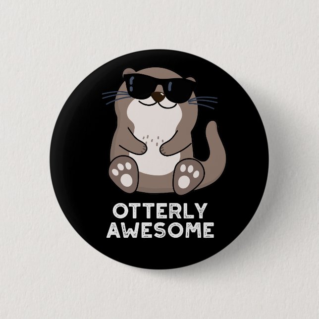 Badge Rond 5 Cm Otter Animal Otter Pun Dark BG (Devant)