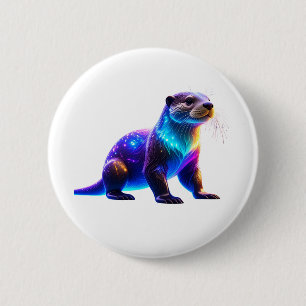 Badge Rond 5 Cm Otter Art Coloré