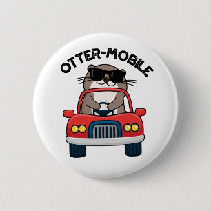 Badge Rond 5 Cm Otter-mobile Blague sur une voiture avec un animal
