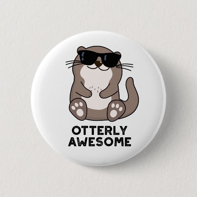 Badge Rond 5 Cm Otter Pun animal d'Otter d'un drôle d'aspect (Devant)