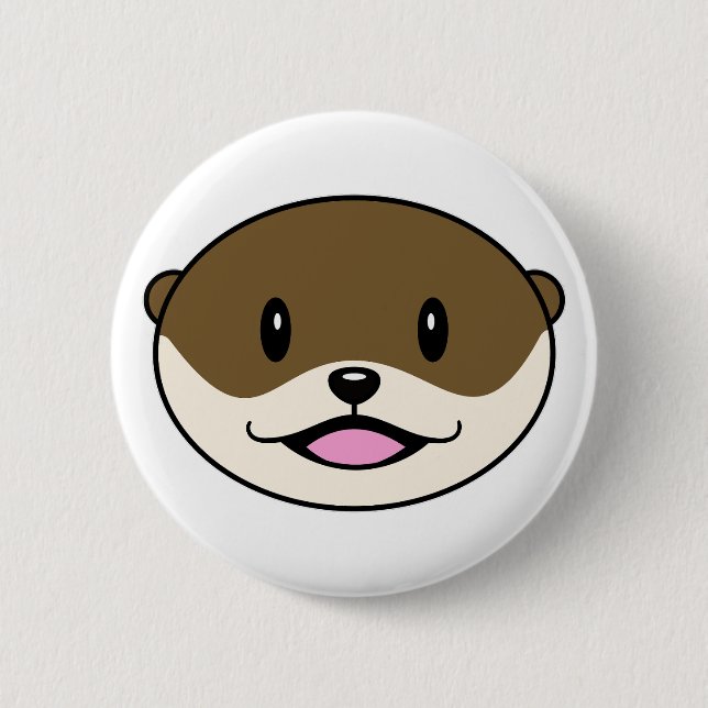 Badge Rond 5 Cm Otter souriant mignon (Devant)