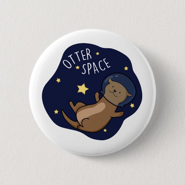 Badge Rond 5 Cm Otter Space Funny Astronaut Otter Pun (Devant)