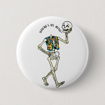 Où est mon esprit Drôle Halloween Squelette Rond M