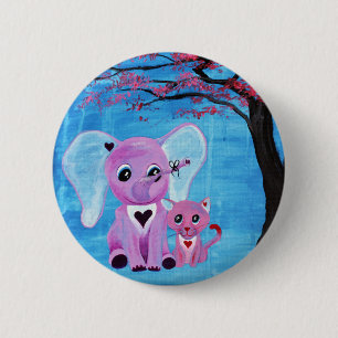 Badge Rond 5 Cm Oubliez-moi pas Eléphant Rose Chat Cerisier Fleur 