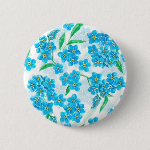 Badge Rond 5 Cm Oubliez-moi pas les fleurs d'aquarelle