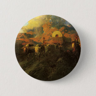 Badge Rond 5 Cm Ouest américain vintage, piste Overland par Johnso