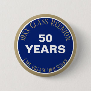 Badge Rond 5 Cm OUI! Bouton de réunion de classe 50e personnalisée