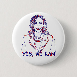 Badge Rond 5 Cm Oui, Nous Kam ! Élection de Kamala Harris 2024