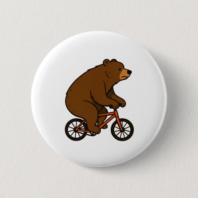 Badge Rond 5 Cm Ours à vélo – Vibrations de folie (Devant)