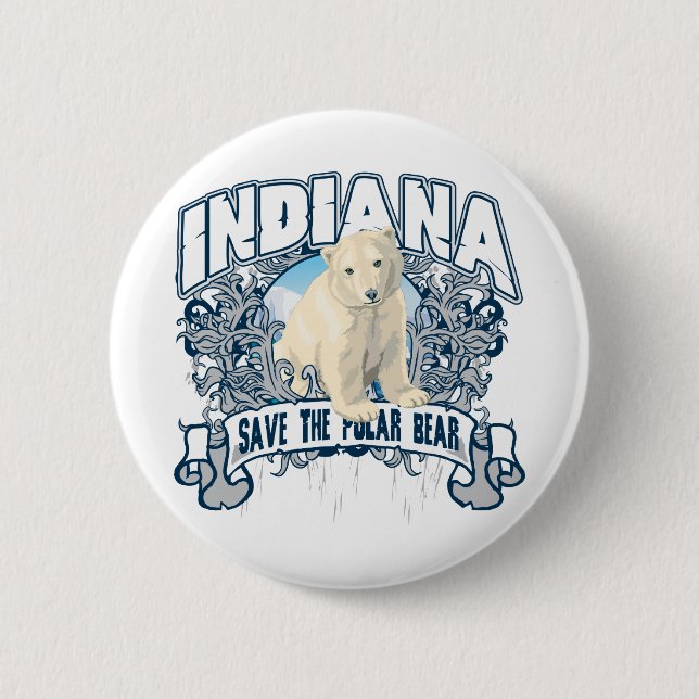 Badge Rond 5 Cm Ours blanc Indiana (Devant)
