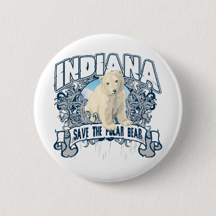 Badge Rond 5 Cm Ours blanc Indiana