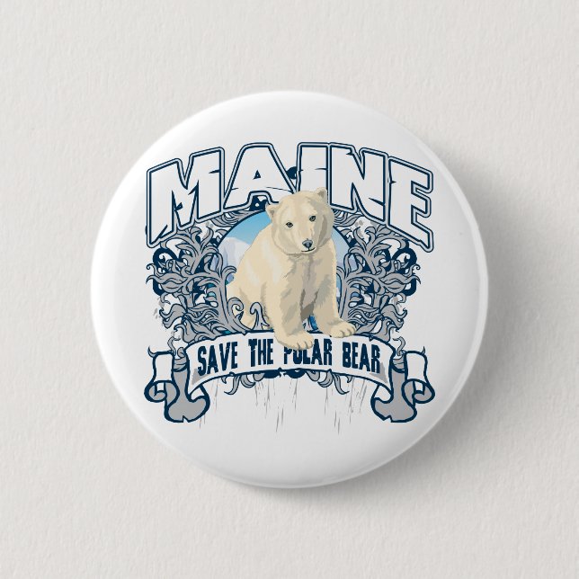 Badge Rond 5 Cm Ours blanc Maine (Devant)