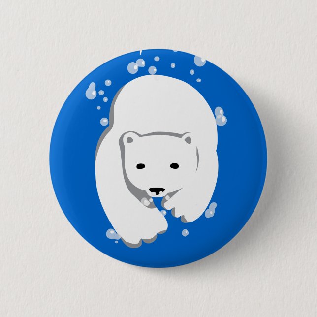 Badge Rond 5 Cm Ours blanc sous-marin (Devant)