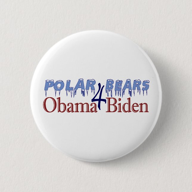 Badge Rond 5 Cm Ours blancs pour Obama Biden 2008 (Devant)