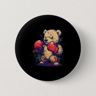 Badge Rond 5 Cm Ours boxeur avec gants de boxe Kickboxing Boxe drô