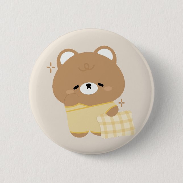 Badge Rond 5 Cm Ours Brown mignon (Devant)