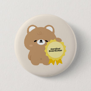 Badge Rond 5 Cm Ours brun surpenseur certifié