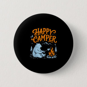 Badge Rond 5 Cm Ours campeur heureux conception de marshmallows gr