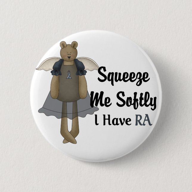 Badge Rond 5 Cm Ours d'ange de ruban bleu : : Serrez-moi doucement (Devant)