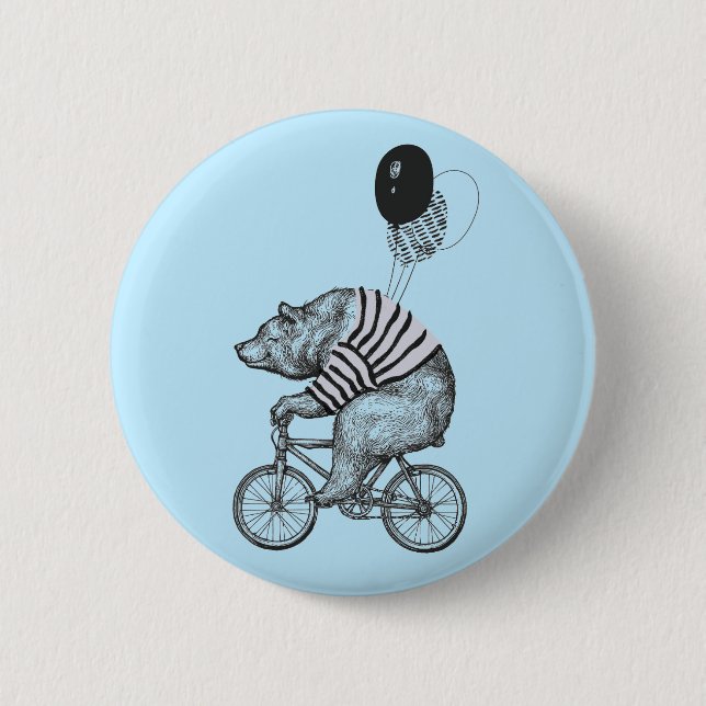 Badge Rond 5 Cm Ours de bicyclette de ballon (Devant)