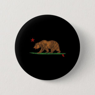 Badge Rond 5 Cm Ours de Californie drôle planche de surf vintage