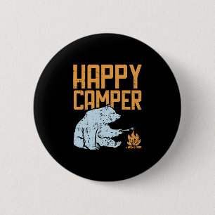 Badge Rond 5 Cm Ours de camping heureux vacances randonnée camp fe