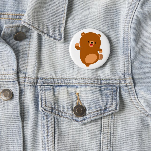 Badge Rond 5 Cm Ours de caricature Perky mignon (En situation)