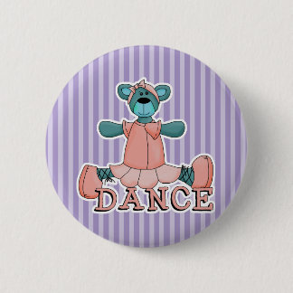 Badge Rond 5 Cm Ours de danse bleu et rose Ballerina