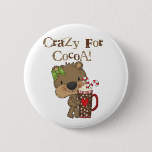 Badge Rond 5 Cm Ours de fille fou pour le cacao