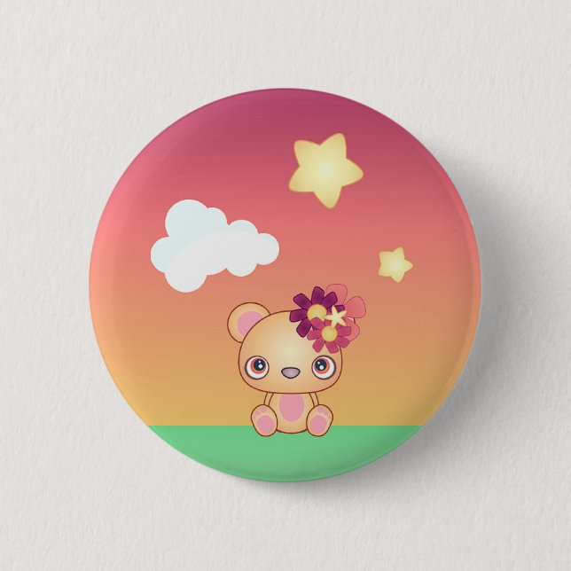 Badge Rond 5 Cm Ours de Kawaii (Devant)