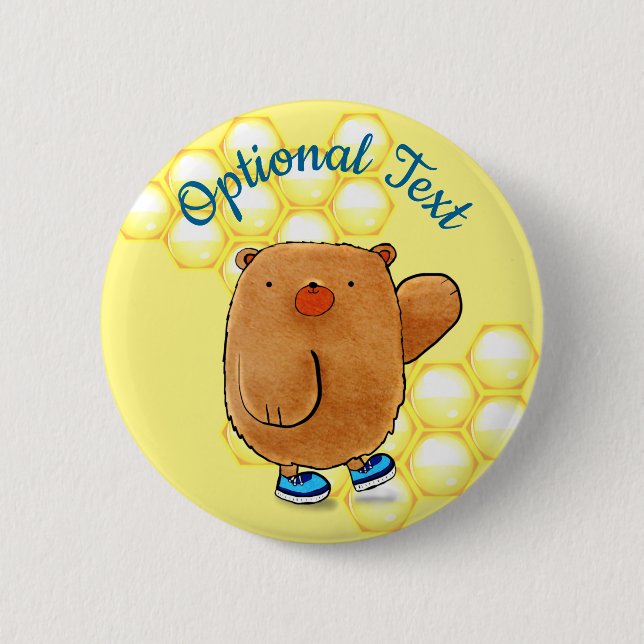 Badge Rond 5 Cm Ours de miel doux (Devant)
