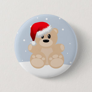Badge Rond 5 Cm Ours de Noël
