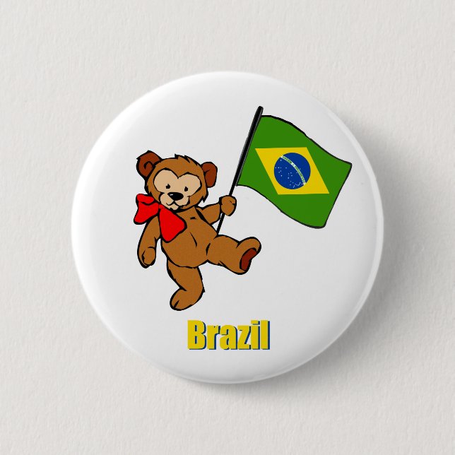 Badge Rond 5 Cm Ours de nounours du Brésil (Devant)