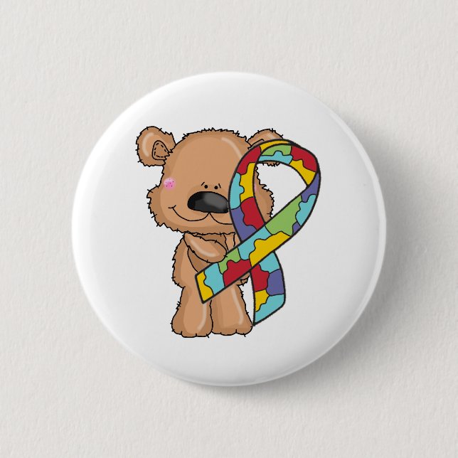 Badge Rond 5 Cm Ours de sensibilisation sur l'autisme (Devant)