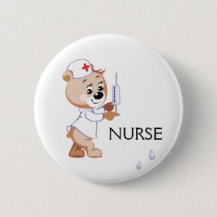 Badge Rond 5 Cm Ours d'infirmière