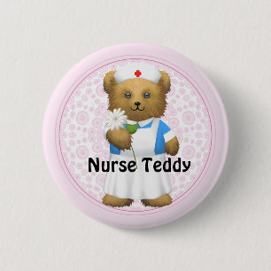 Badge Rond 5 Cm Ours d'infirmière - ours de nounours
