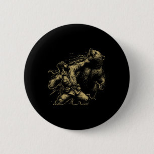 Badge Rond 5 Cm Ours Drôle Homme Punching Ours Retro Chasse Vintag