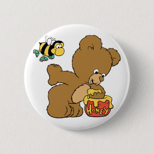 Badge Rond 5 Cm Ours drôle se faufilant pour du miel