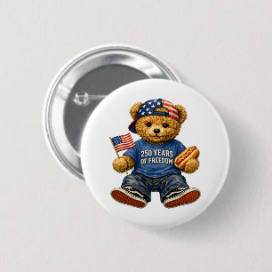 Badge Rond 5 Cm Ours en peluche 250 ans de liberté