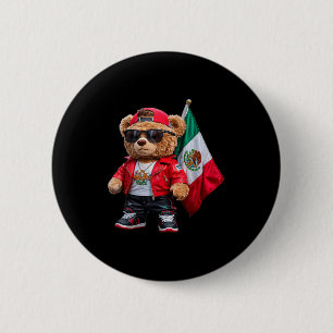 Badge Rond 5 Cm Ours en peluche drôle drapeau mexicain rap mode st