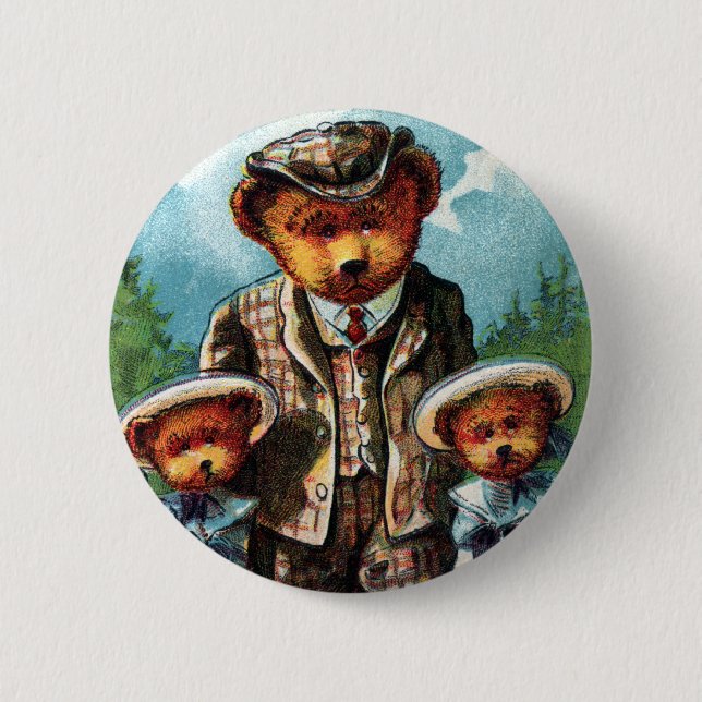 Badge Rond 5 Cm Ours fier de papa - lettre P - ours de nounours (Devant)