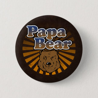 Badge Rond 5 Cm Ours frais de papa, brun/bleu/cadeau papa d'or