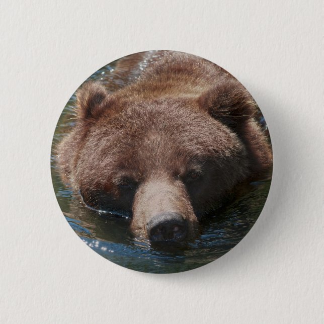 Badge Rond 5 Cm Ours grizzly (Devant)