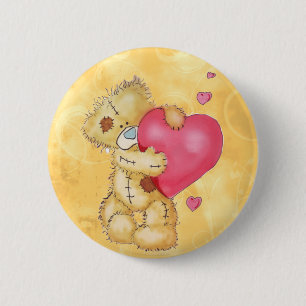 Badge Rond 5 Cm Ours mignon avec des coeurs