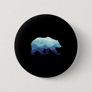 Badge Rond 5 Cm Ours Nature Mountains Grizzly Randonnée Camping Ou