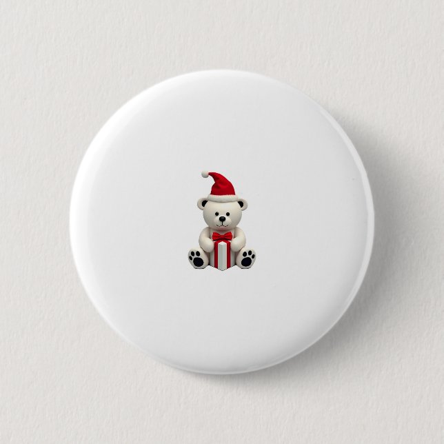 Badge Rond 5 Cm Ours Noël (2) (Devant)