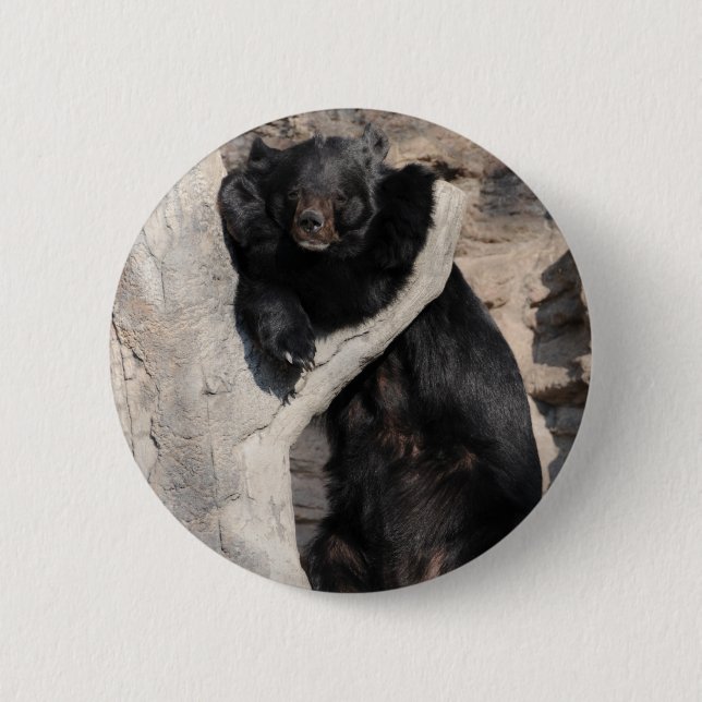 Badge Rond 5 Cm Ours noir asiatique (Devant)